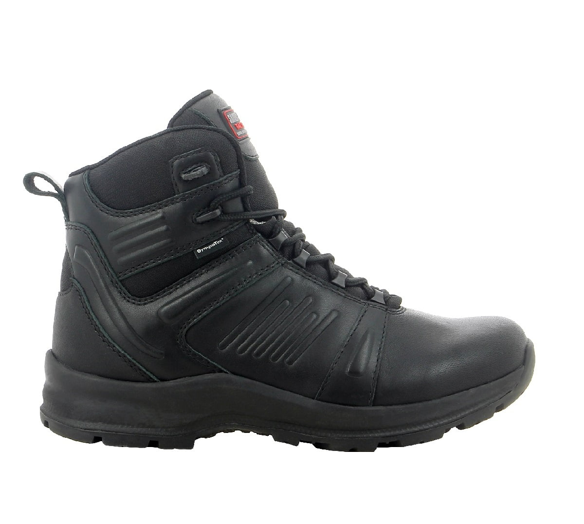 Veiligheidsschoen / werkschoen Tactical Armour Zwart zijaanzicht van Safety Jogger bij Elmatho Werkschoenen Hoevelaken